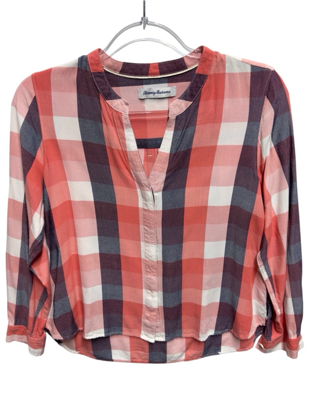 Pure Lenzing Ecovero Viscose Knit Boyfriend Chambray Plaid Checkered Shirt